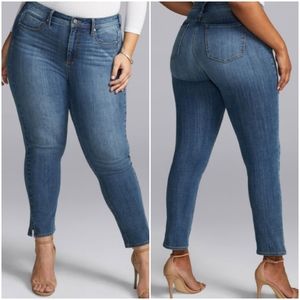 NYDJ Curves 360 Ankle Denim Jeans Slim Straight Slit Ankle Stretch Slimming NWT